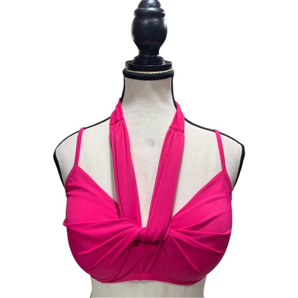 Cupshe pink knotted halter bikini top